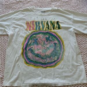 Urban Outfitters Nirvana White Tee with Multicolor Graphic
